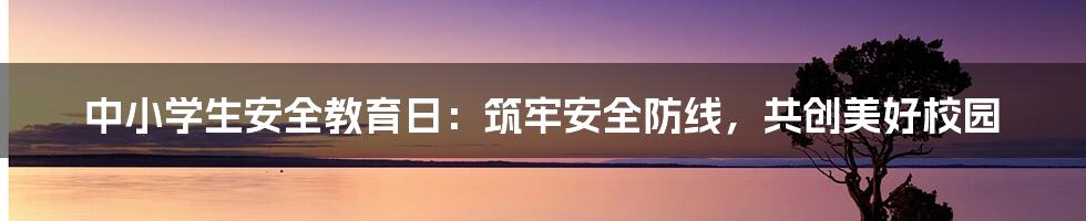 中小学生安全教育日：筑牢安全防线，共创美好校园