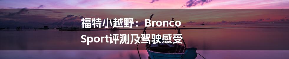 福特小越野：Bronco Sport评测及驾驶感受