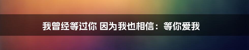 我曾经等过你 因为我也相信：等你爱我