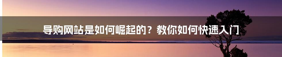 导购网站是如何崛起的？教你如何快速入门