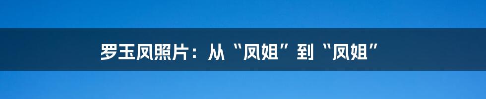 罗玉凤照片：从“凤姐”到“凤姐”