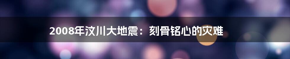 2008年汶川大地震：刻骨铭心的灾难