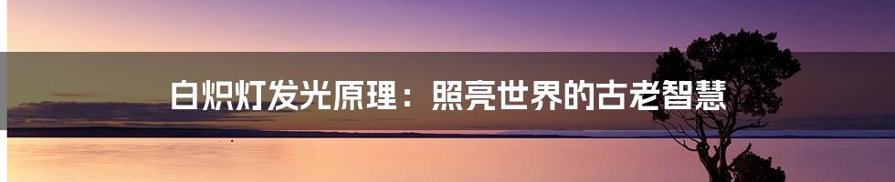 白炽灯发光原理：照亮世界的古老智慧