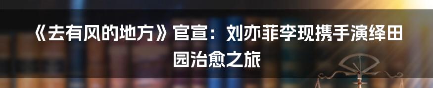 《去有风的地方》官宣：刘亦菲李现携手演绎田园治愈之旅