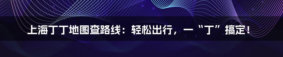 上海丁丁地图查路线：轻松出行，一“丁”搞定！