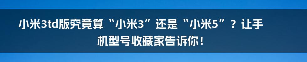 小米3td版究竟算“小米3”还是“小米5”？让手机型号收藏家告诉你！