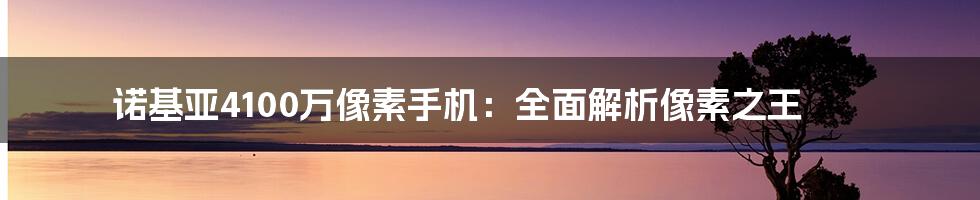 诺基亚4100万像素手机：全面解析像素之王