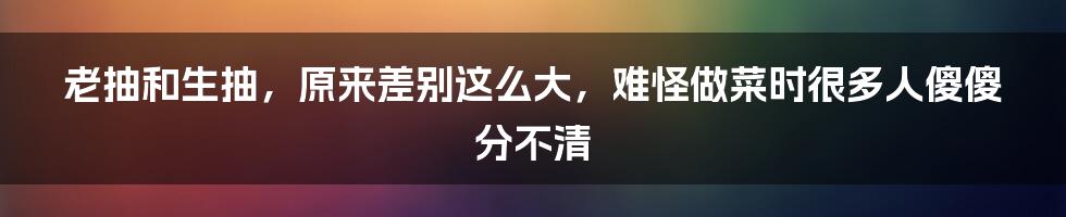 老抽和生抽，原来差别这么大，难怪做菜时很多人傻傻分不清