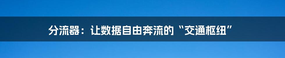 分流器：让数据自由奔流的“交通枢纽”