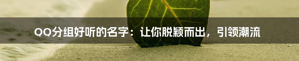 QQ分组好听的名字：让你脱颖而出，引领潮流