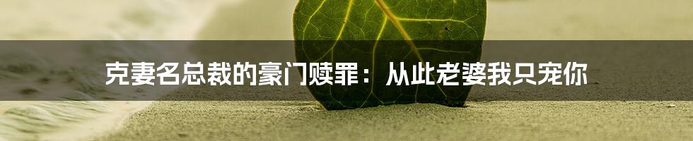 克妻名总裁的豪门赎罪：从此老婆我只宠你