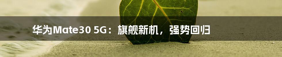 华为Mate30 5G：旗舰新机，强势回归