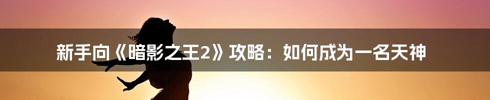 新手向《暗影之王2》攻略：如何成为一名天神