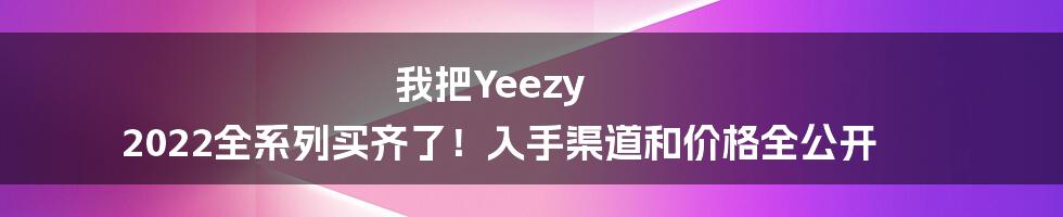 我把Yeezy 2022全系列买齐了！入手渠道和价格全公开