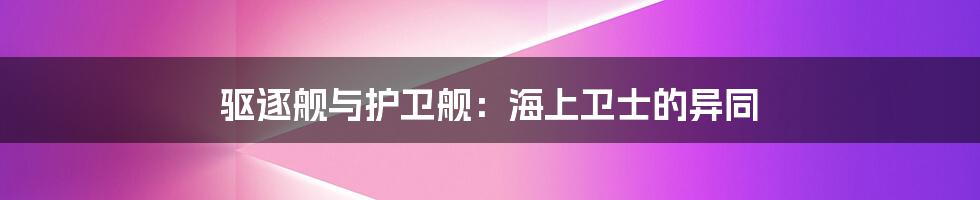 驱逐舰与护卫舰：海上卫士的异同