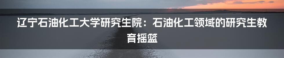 辽宁石油化工大学研究生院：石油化工领域的研究生教育摇篮