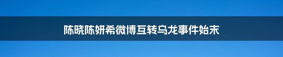 陈晓陈妍希微博互转乌龙事件始末