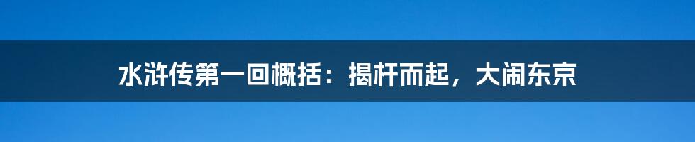 水浒传第一回概括：揭杆而起，大闹东京