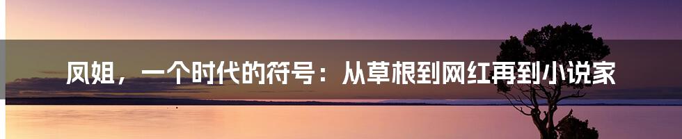 凤姐，一个时代的符号：从草根到网红再到小说家