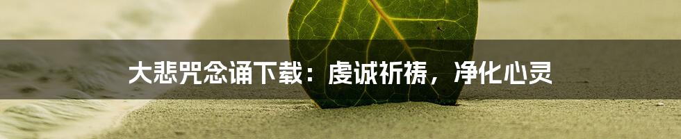 大悲咒念诵下载：虔诚祈祷，净化心灵