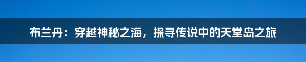 布兰丹：穿越神秘之海，探寻传说中的天堂岛之旅