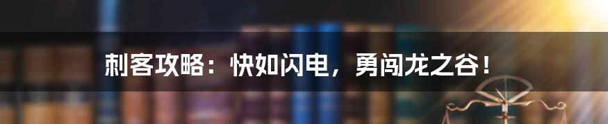 刺客攻略：快如闪电，勇闯龙之谷！