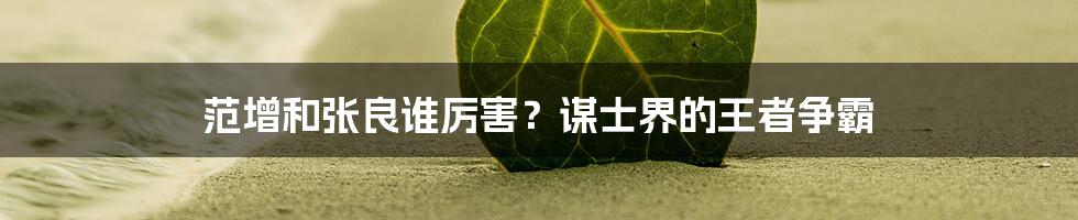 范增和张良谁厉害？谋士界的王者争霸