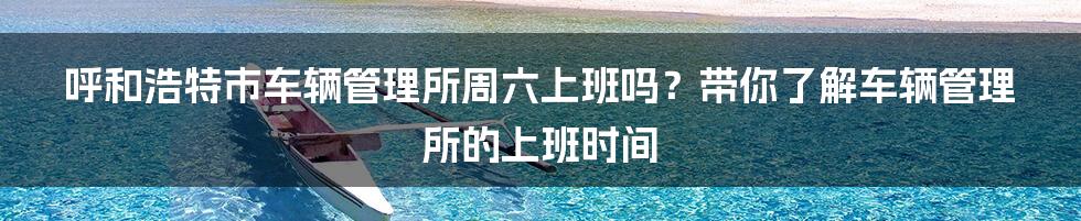 呼和浩特市车辆管理所周六上班吗？带你了解车辆管理所的上班时间