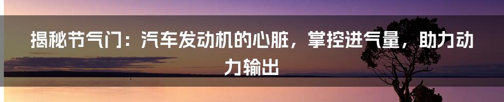 揭秘节气门：汽车发动机的心脏，掌控进气量，助力动力输出