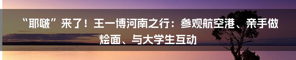 “耶啵”来了！王一博河南之行：参观航空港、亲手做烩面、与大学生互动