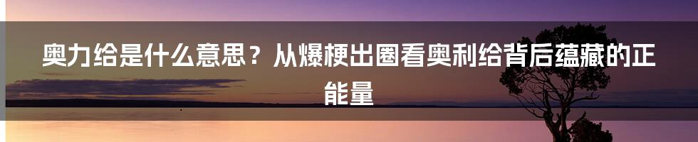 奥力给是什么意思？从爆梗出圈看奥利给背后蕴藏的正能量