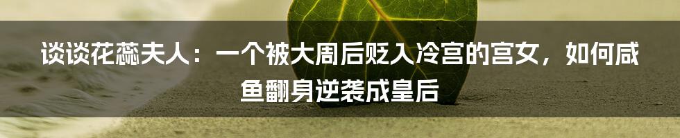 谈谈花蕊夫人：一个被大周后贬入冷宫的宫女，如何咸鱼翻身逆袭成皇后