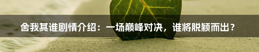 舍我其谁剧情介绍：一场巅峰对决，谁将脱颖而出？