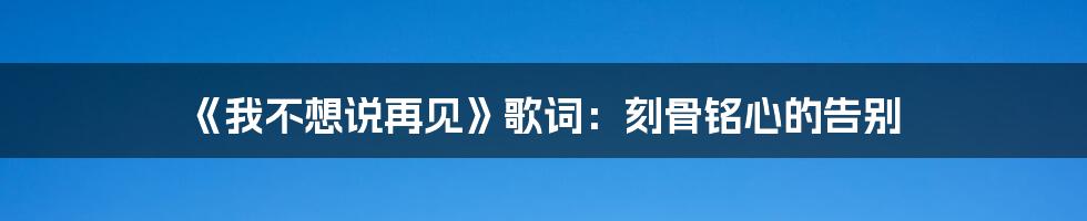 《我不想说再见》歌词：刻骨铭心的告别