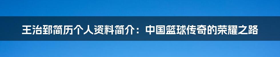 王治郅简历个人资料简介：中国篮球传奇的荣耀之路