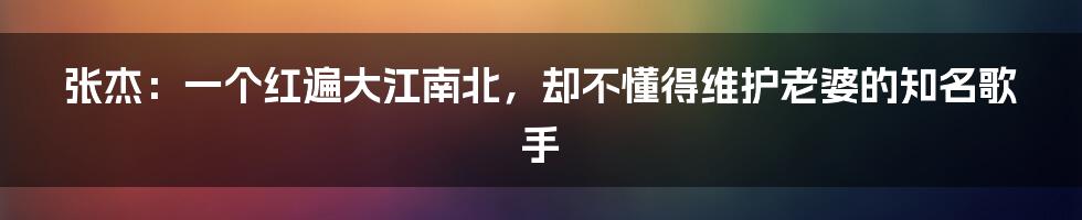 张杰：一个红遍大江南北，却不懂得维护老婆的知名歌手