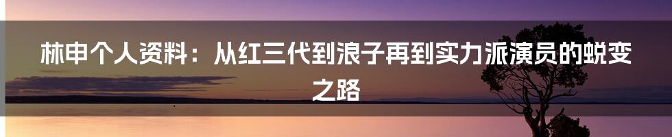 林申个人资料：从红三代到浪子再到实力派演员的蜕变之路