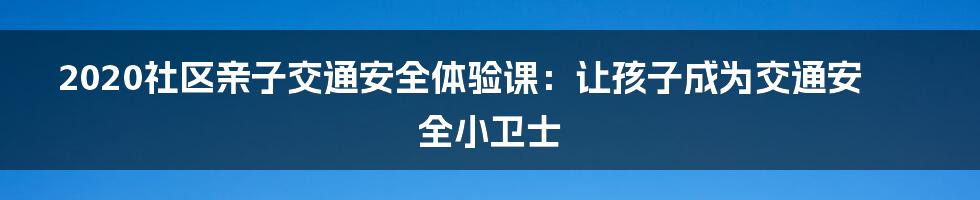 2020社区亲子交通安全体验课：让孩子成为交通安全小卫士