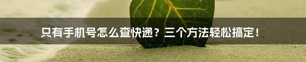 只有手机号怎么查快递？三个方法轻松搞定！