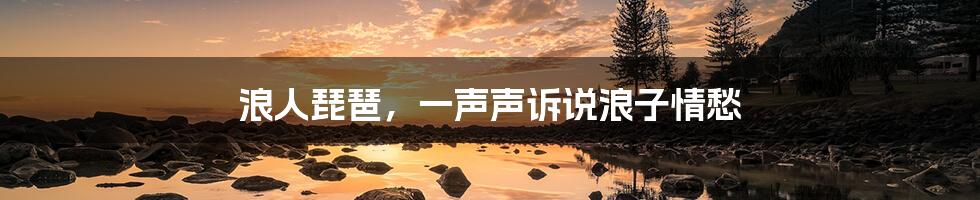 浪人琵琶，一声声诉说浪子情愁