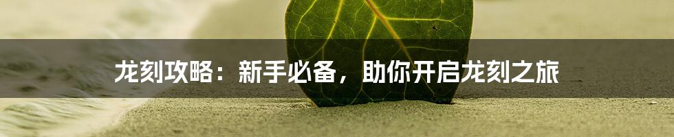 龙刻攻略：新手必备，助你开启龙刻之旅