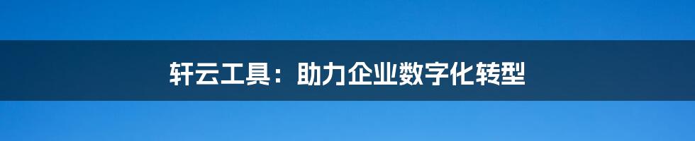 轩云工具：助力企业数字化转型