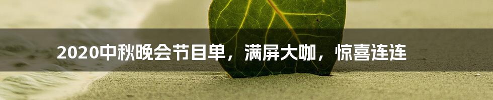 2020中秋晚会节目单，满屏大咖，惊喜连连