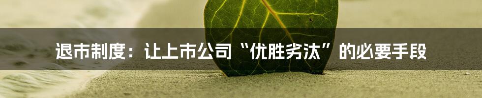 退市制度：让上市公司“优胜劣汰”的必要手段