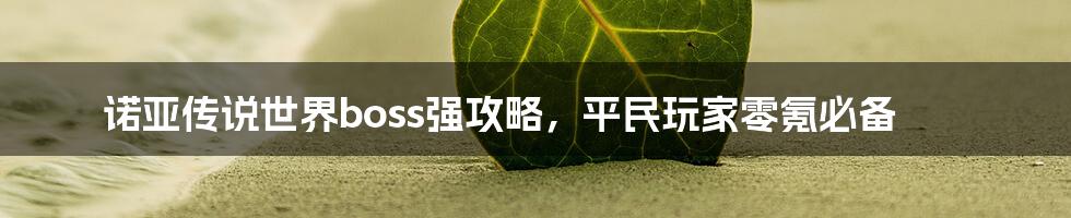 诺亚传说世界boss强攻略，平民玩家零氪必备