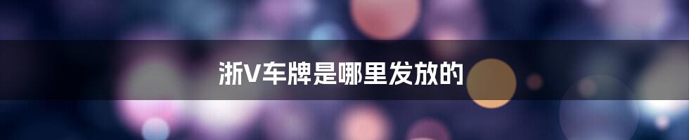 浙V车牌是哪里发放的