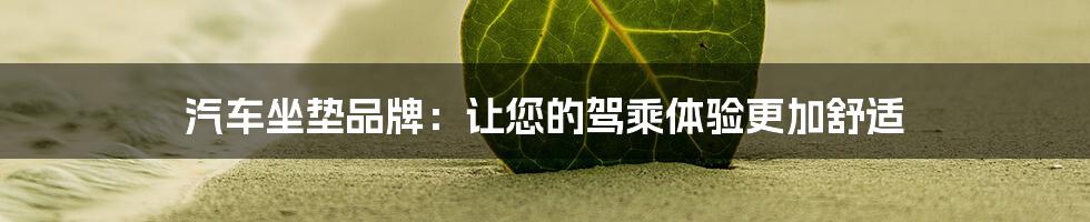 汽车坐垫品牌：让您的驾乘体验更加舒适