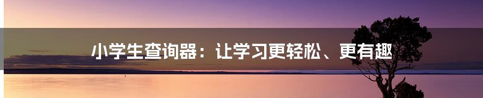 小学生查询器：让学习更轻松、更有趣