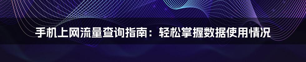 手机上网流量查询指南：轻松掌握数据使用情况