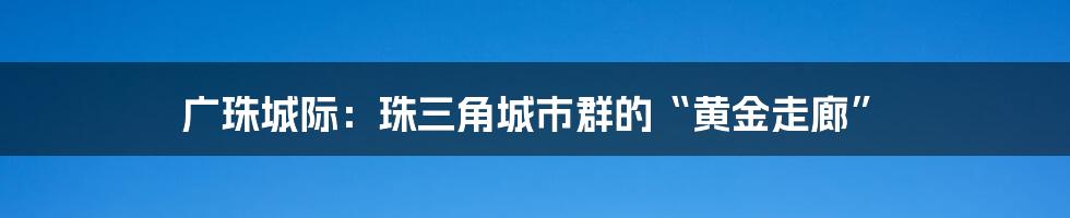 广珠城际：珠三角城市群的“黄金走廊”